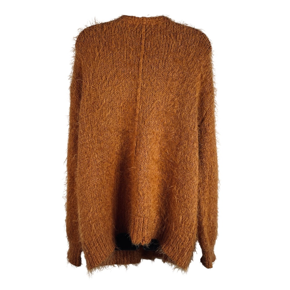 Free People Nevermind Sm Orange Shaggy Knit Button Front Sweater Oversized READ - Picture 3 of 16
